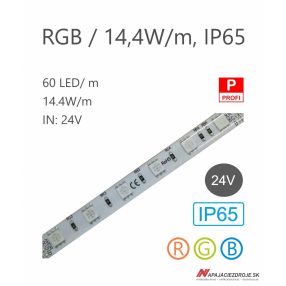 LED pás HQS-5050-60LED 14,4W / 24V / RGB / IP65