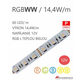 LED pás HQS-5050-60LED 14,4W / 12V / RGBWW