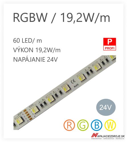 LED pás HQS-5050-60LED 19,2W / 24V / RGBW