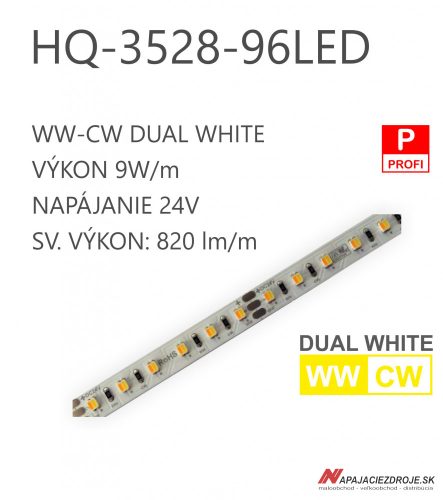 LED pás HQ-3528-96LED 9W / 24V / WWCW