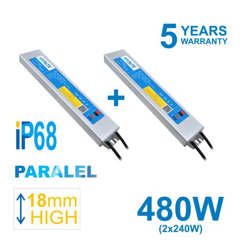 HYRITE 2x TLG-24E240C PARALEL PACK, profi LED napájecí zdroj 240W/24V, IP68, 18MM