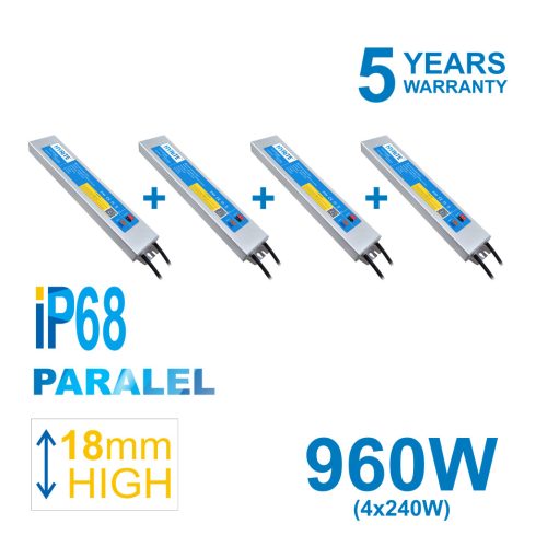 HYRITE 4x TLG-24E240C PARALEL PACK, profi LED napájecí zdroj 240W/24V, IP68, 18MM
