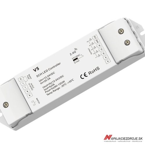 Přijímač RF pět kanálový PRO-V5 (5x5A)