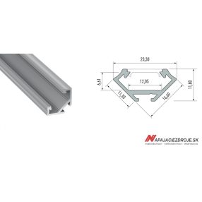 ALU PROFIL TYP C (stříbrný anodizovaný)