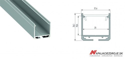 ALU PROFIL TYP DILEDA PŘISAZENÝ pro 2 x 12MM LED