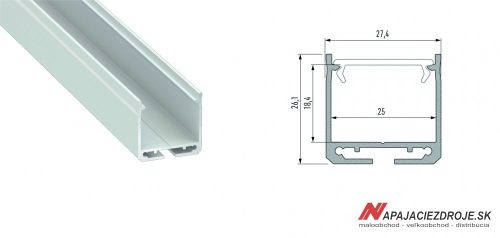 ALU PROFIL TYP DILEDA PŘISAZENÝ pro 2 x 12MM LED (BÍLÝ lakovaný)