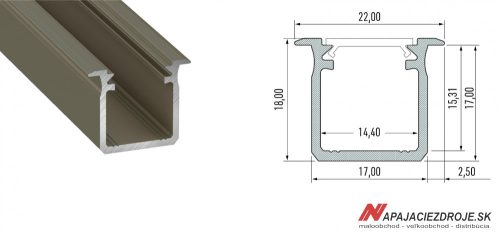 ALU PROFIL TYP G (bronz anodizovaný)