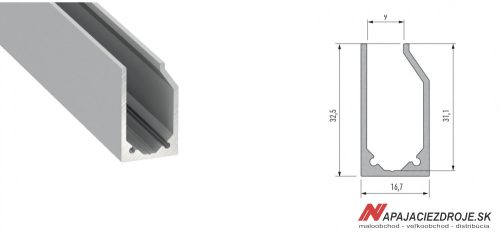 ALU PROFIL TYP I6 (stříbrný anodizovaný)