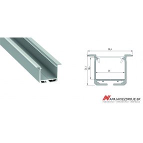 ALU PROFIL TYP inDILEDA ZAPUSTENÝ pro 2 x 12MM LED