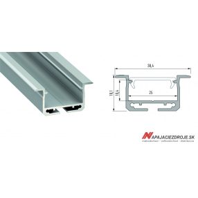 ALU PROFIL TYP inSILEDA ZAPUSTENÝ pro 2 x 12MM LED