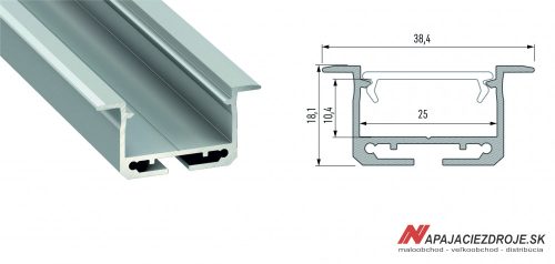ALU PROFIL TYP inSILEDA ZAPUSTENÝ pro 2 x 12MM LED