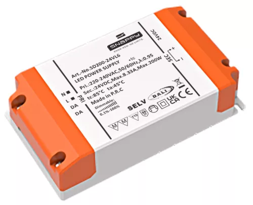 SNAPPY SD200-24VL6, stmívatelný profi LED napájecí zdroj 200W/24V