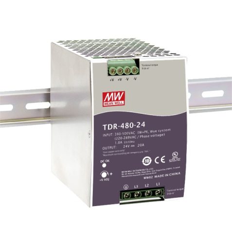 TDR-480-48 třífázový zdroj na DIN lištu 480W / 48V 